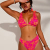 Bikini Set for Women Two Piece Swimsuits V Neck Low Rise Crisscross Back Self Tie Spaghetti Straps