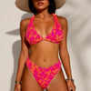 Bikini Set for Women Two Piece Swimsuits V Neck Low Rise Crisscross Back Self Tie Spaghetti Straps