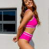 Women's High Waisted Bikini Sets Sporty Two Piece Swimsuits Color Block Cheeky High Cut Bathing Suits