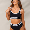 Women's High Waisted Bikini Sets Sporty Two Piece Swimsuits Color Block Cheeky High Cut Bathing Suits
