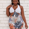 Plus Size Gothic Skulls 3 Piece Swimsuits for Women Three Piece Bikini Bathing Suits
