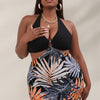 Plus Size Gothic Skulls 3 Piece Swimsuits for Women Three Piece Bikini Bathing Suits