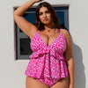 Women's Ruched Tankini Swimsuits V Neck Wrap Tie Back Two Pieces Bathing Suit Tummy Control Swimwear