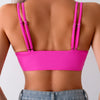 Women's Bikini Top, Scoop Neck Bathing Suit Top with Adjustable Criss Cross Back, Padded Sports Bra Swim Tops Only