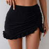 Women's High Waisted Swim Skirt Bottoms Ruched Scallop Trim Bathing Suit Skirts Split Tankini Swimsuit Bottom