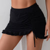 Women's High Waisted Swim Skirt Bottoms Ruched Scallop Trim Bathing Suit Skirts Split Tankini Swimsuit Bottom