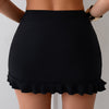 Women's High Waisted Swim Skirt Bottoms Ruched Scallop Trim Bathing Suit Skirts Split Tankini Swimsuit Bottom