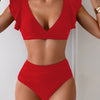 Womens High Waisted Bikini Sets Tummy Control Swimsuits Two Piece Full Coverage Cute Ruffle Bathing Suit