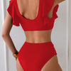 Womens High Waisted Bikini Sets Tummy Control Swimsuits Two Piece Full Coverage Cute Ruffle Bathing Suit