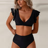 Womens High Waisted Bikini Sets Tummy Control Swimsuits Two Piece Full Coverage Cute Ruffle Bathing Suit