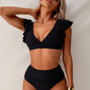 Womens High Waisted Bikini Sets Tummy Control Swimsuits Two Piece Full Coverage Cute Ruffle Bathing Suit