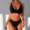 Women's Sexy V Neck Bikini Sets Hollow Out Two Piece Swimsuits Cutout Mid Waist Bathing Suit