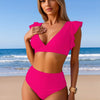 Womens High Waisted Bikini Sets Tummy Control Swimsuits Two Piece Full Coverage Cute Ruffle Bathing Suit