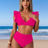 Womens High Waisted Bikini Sets Tummy Control Swimsuits Two Piece Full Coverage Cute Ruffle Bathing Suit