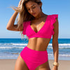 Womens High Waisted Bikini Sets Tummy Control Swimsuits Two Piece Full Coverage Cute Ruffle Bathing Suit