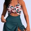 Women's Tankini Swimsuit Tummy Control Two Piece Bathing Suits Flowy Swim Dress with Shorts