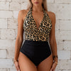 One Piece Swimsuit Women V Neck Cross Front Cut Out Printed Color Block Ruched High Waisted Bathing Suits Swimwear