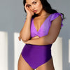 Women's Tummy Control Swimsuits Slimming Cute One Piece Bathing Suit Ruffle V Neck Swimwear