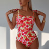 Women Tummy Control One Piece Swimsuit - 2026 Floral Print Bathing Suits Vintage Ruched Swimwear