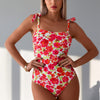 Women Tummy Control One Piece Swimsuit - 2026 Floral Print Bathing Suits Vintage Ruched Swimwear