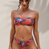 Women Bandeau Bikini Set Twist Strapless Two Piece Swimsuit High Cut High Waisted Bathing