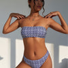 Women's Strapless Bandeau Bikini Set - Two Piece Swimsuit with Side Tie Bathing Suit Bottom