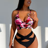 Women Mesh High Waisted Bikini Set Sexy V Neck Tummy Control Swimsuit Bathing Suit