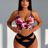 Women Mesh High Waisted Bikini Set Sexy V Neck Tummy Control Swimsuit Bathing Suit