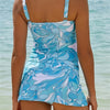 Womens Tummy Control Tankini Bathing Suits, Two Piece Ruched Swimsuits, Floral Print Swimdress with Skirt