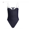 Women's Ribbed One Piece Swimsuits Color Block Tummy Control Bathing Suit Slimming 1 Piece Swimwear