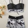 Women's Bikini Sets High Waisted Swim Skirt Tummy Control Swimsuits Two Piece Scalloped Trim Bathing Suit