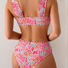 Women's Push Up V Neck Bikini Sets Criss Cross Back Two Piece Bathing Suit