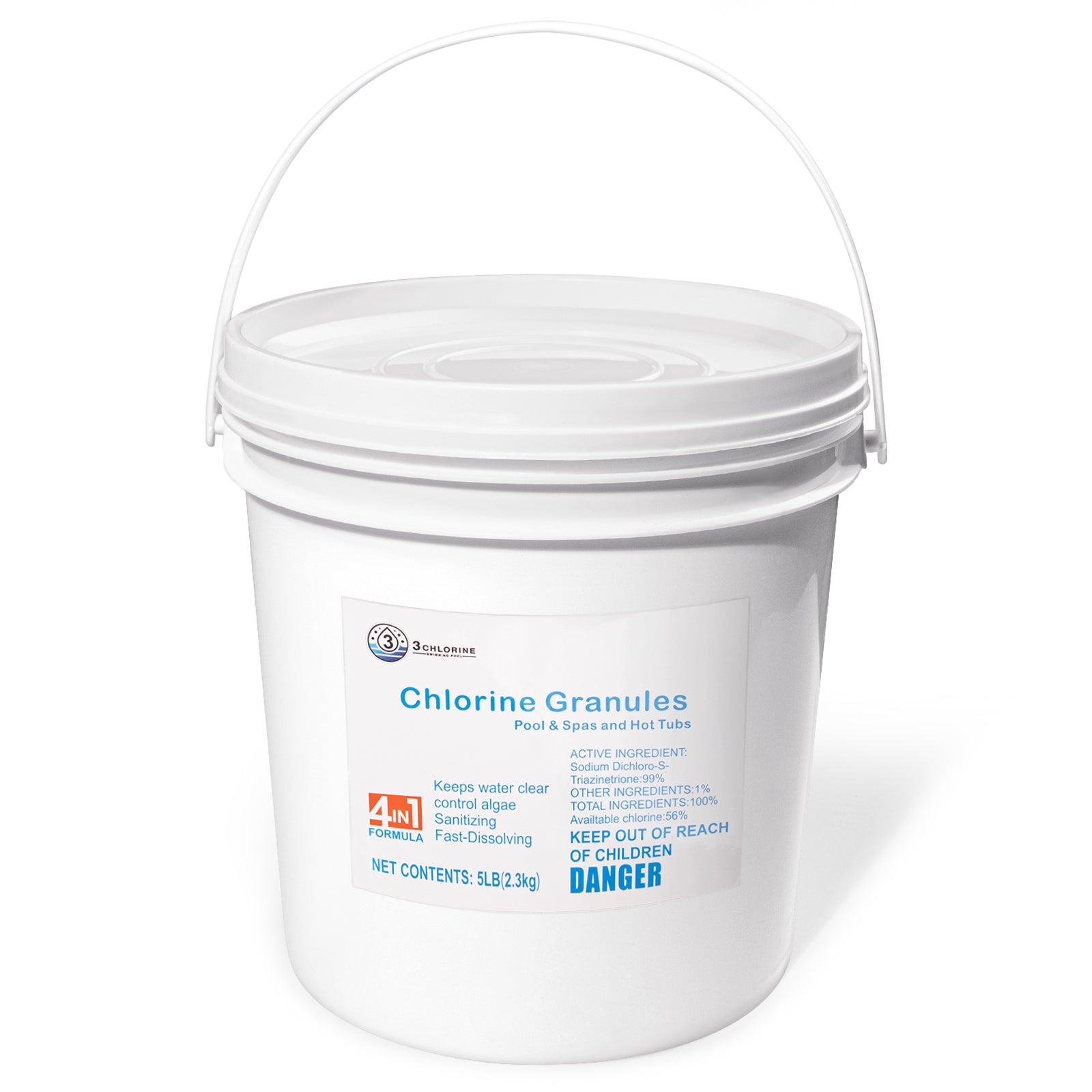 5 lbs Sodium Dichlor Chlorine Shock Granules for Sanitizing Swimming Pools and Spas - Hot Tub  - Fast Dissolving 56% Available Chlorine